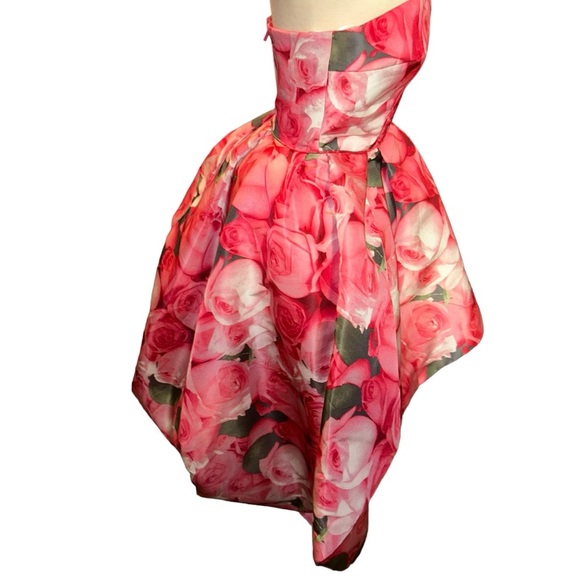 Sherri Hill 51791 Pink floral high low prom pageant bridal gown dress size 4 - Picture 6 of 10